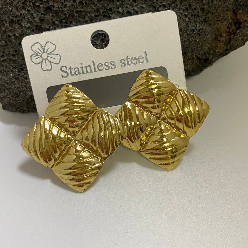 Combination A 18K Gold-Plated Stainless Steel Earring Set - 3 Pairs Minimalist Geometric Studs for Women with Gift Box Packaging