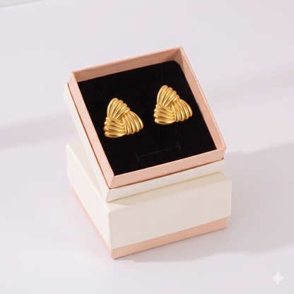 Combination A 18K Gold-Plated Stainless Steel Earring Set - 3 Pairs Minimalist Geometric Studs for Women with Gift Box Packaging