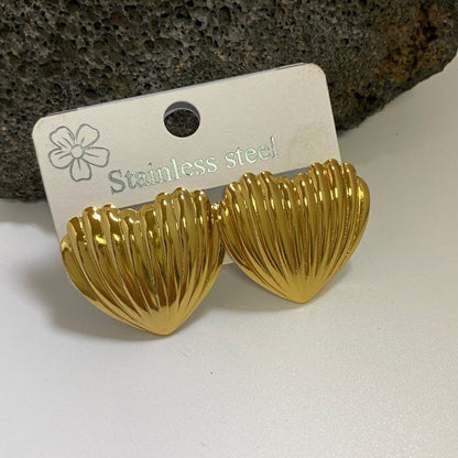 Combination B 18K Gold-Plated Stainless Steel Earring Set - 3 Pairs Minimalist Geometric Studs for Women with Gift Box Packaging