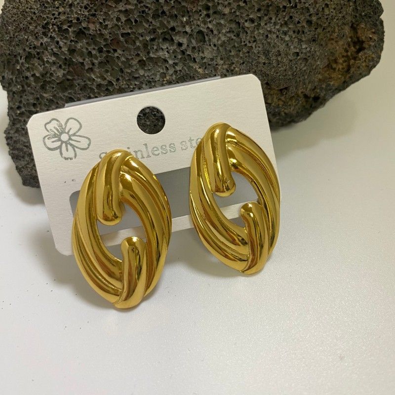 Combination C 18K Gold-Plated Stainless Steel Earring Set - 3 Pairs Minimalist Geometric Studs for Women with Gift Box Packaging