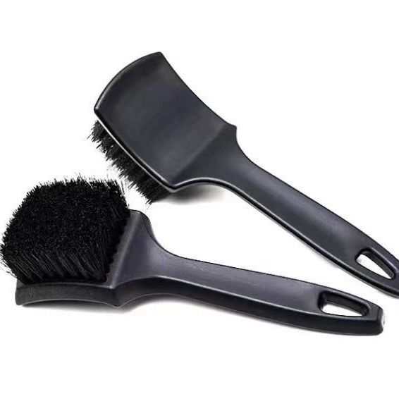 Black Car Tire & Detailing Brush  - 2-Pack Stiff Bristle Scrubber for Wheels, Mats, and Upholstery