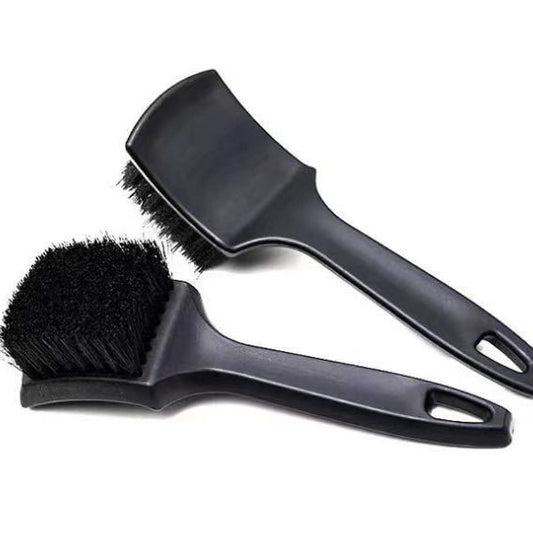 Black Car Tire & Detailing Brush  - 2-Pack Stiff Bristle Scrubber for Wheels, Mats, and Upholstery