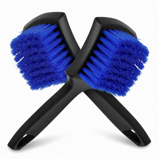 Blue Car Tire & Detailing Brush  - 2-Pack Stiff Bristle Scrubber for Wheels, Mats, and Upholstery