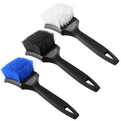 White Car Tire & Detailing Brush  - 2-Pack Stiff Bristle Scrubber for Wheels, Mats, and Upholstery
