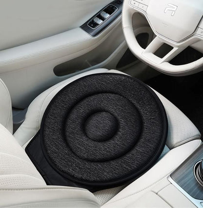 Black 360° Swivel Car Seat Cushion – Portable Rotating Transfer Aid for Elderly, Pregnant Women & Mobility Support