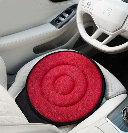 Red 360° Swivel Car Seat Cushion – Portable Rotating Transfer Aid for Elderly, Pregnant Women & Mobility Support
