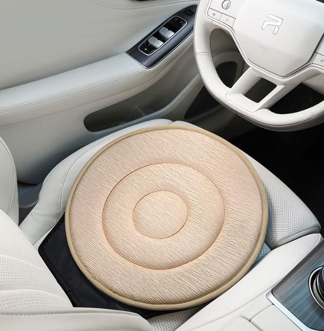 Beige 360° Swivel Car Seat Cushion – Portable Rotating Transfer Aid for Elderly, Pregnant Women & Mobility Support
