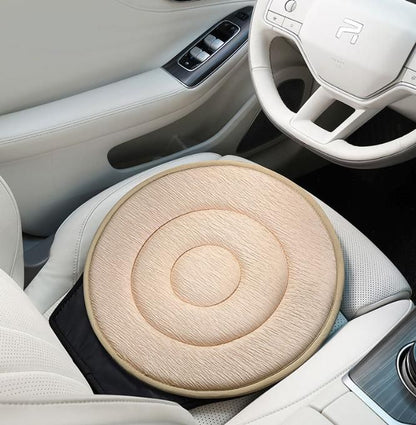 Beige 360° Swivel Car Seat Cushion – Portable Rotating Transfer Aid for Elderly, Pregnant Women & Mobility Support