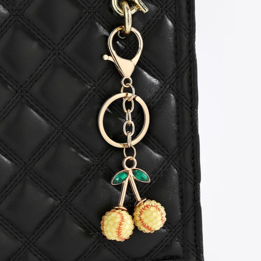 2 Pcs Yellow baseball shape Creative Sports Ball Cherry Keychain – Cute Resin Charm for Car Keys, Bags & Backpacks