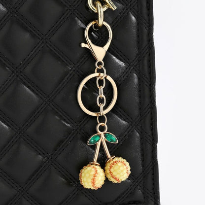 2 Pcs Yellow baseball shape Creative Sports Ball Cherry Keychain – Cute Resin Charm for Car Keys, Bags & Backpacks