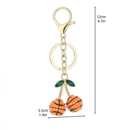 2 Pcs White baseball shape Creative Sports Ball Cherry Keychain – Cute Resin Charm for Car Keys, Bags & Backpacks