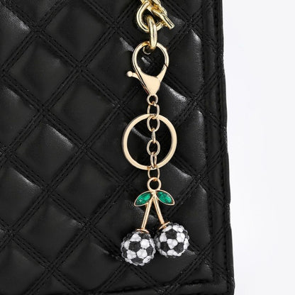 2 Pcs Black and white soccer ball design Creative Sports Ball Cherry Keychain – Cute Resin Charm for Car Keys, Bags & Backpacks