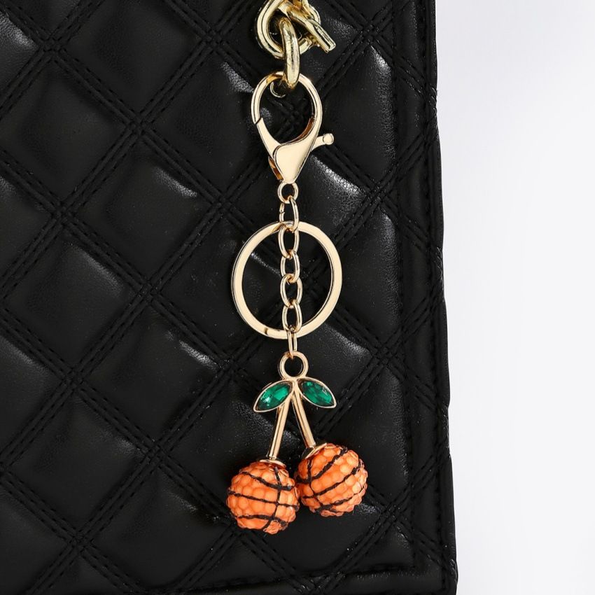 2 Pcs Basketball shape design Creative Sports Ball Cherry Keychain – Cute Resin Charm for Car Keys, Bags & Backpacks