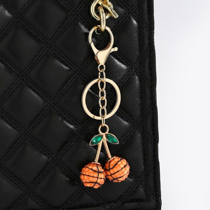 2 Pcs Basketball shape design Creative Sports Ball Cherry Keychain – Cute Resin Charm for Car Keys, Bags & Backpacks