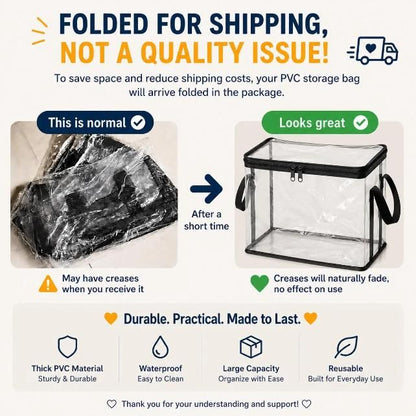 3 Pcs Large Clear PVC Book Storage Box – Foldable, Dustproof & Transparent Organizer with Handles for Home, Classroom & Office (38×24×32cm)