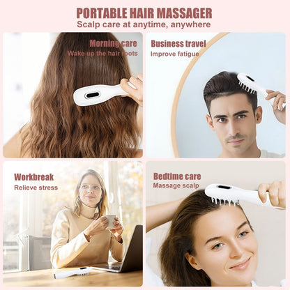 White Smart Scalp Massage Comb with EMS, LED Light Therapy & Vibration â€“ Rechargeable Hair Growth Applicator