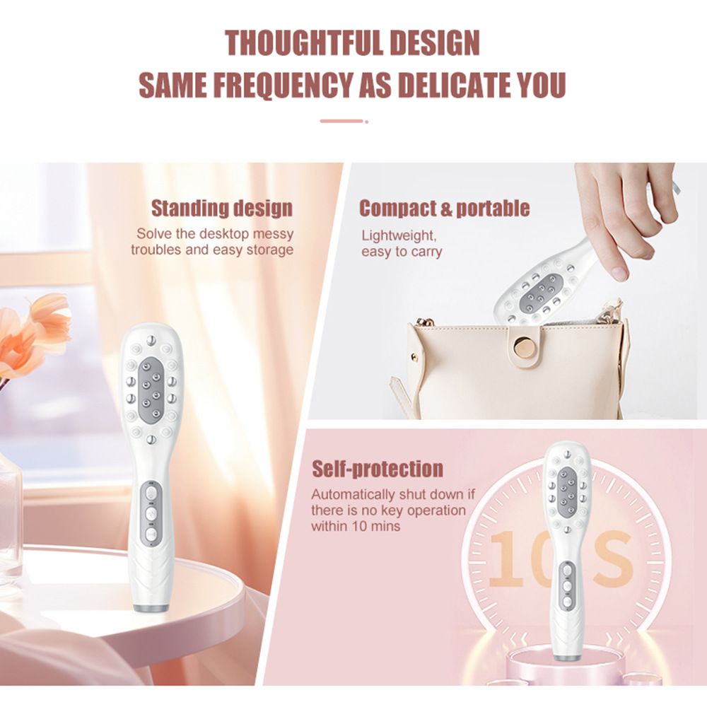 White Smart Scalp Massage Comb with EMS, LED Light Therapy & Vibration â€“ Rechargeable Hair Growth Applicator