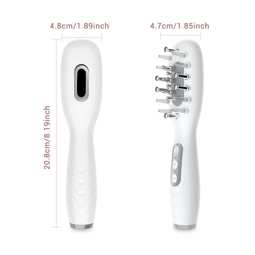 White Smart Scalp Massage Comb with EMS, LED Light Therapy & Vibration â€“ Rechargeable Hair Growth Applicator