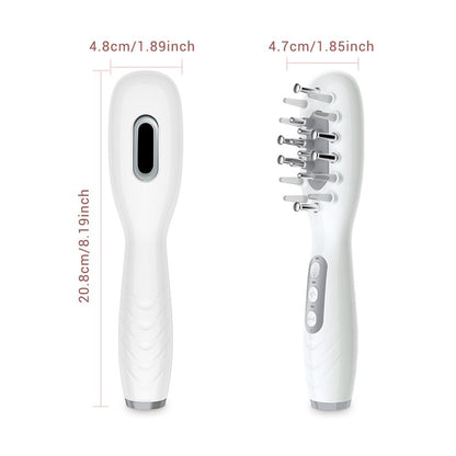 White Smart Scalp Massage Comb with EMS, LED Light Therapy & Vibration â€“ Rechargeable Hair Growth Applicator