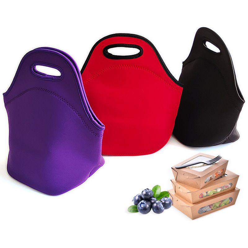 Black Reusable Neoprene Insulated Lunch Bag â€“ Waterproof Thermal Tote for Work, School & Picnics (30x17x30cm)
