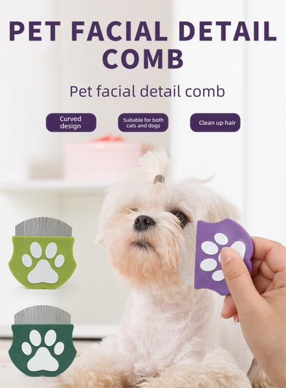2 Pcs Dark Green Gentle Pet Face & Flea Comb â€“ Mini Grooming Tool for Cats & Dogs with Rounded Teeth