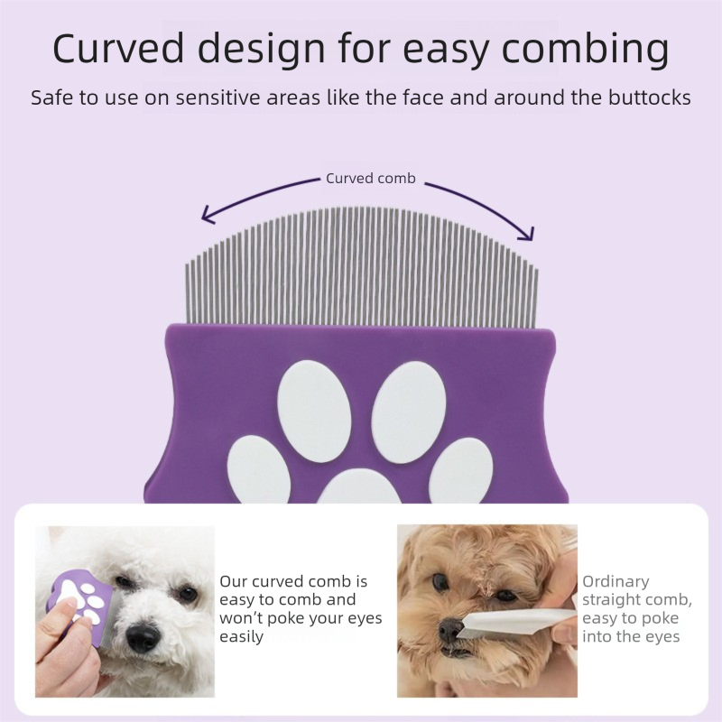 2 Pcs Purple Gentle Pet Face & Flea Comb â€“ Mini Grooming Tool for Cats & Dogs with Rounded Teeth