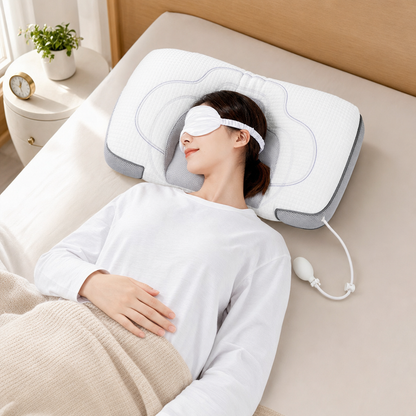 Adjustable Height Air Chamber Pillow - 48 x 74 cm Polyester Fibre Neck Support Pillow with Breathable Design for Personalised Adult Sleep Comfort