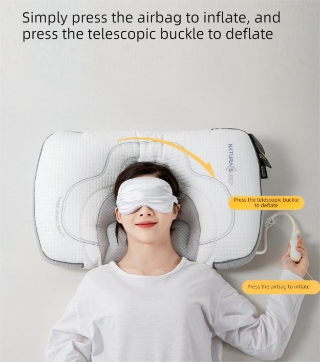 Adjustable Height Air Chamber Pillow - 48 x 74 cm Polyester Fibre Neck Support Pillow with Breathable Design for Personalised Adult Sleep Comfort