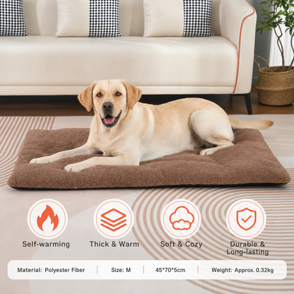 Self-Warming Pet Blanket for Dogs and Cats - Polyester M Size 45 x 70 x 5 cm - Thick Winter Comfort Mat, Portable Bed Liner for Home Travel and Crates