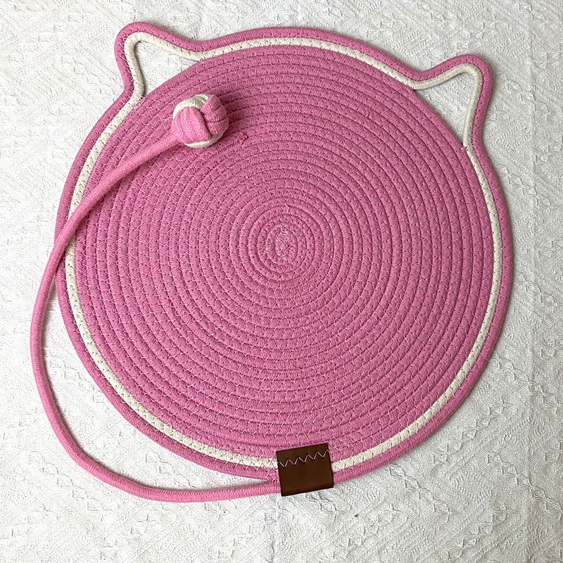 Pink Durable Cat Scratching Mat with Attached Toy Ball - Washable and Multi-Functional, Ideal for Cats' Scratching and Sleeping - 50cm Diameter