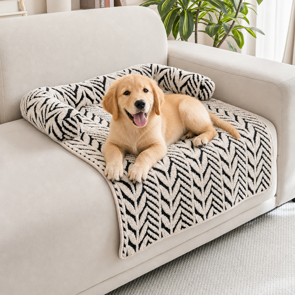 Black Plush Pet Bed Mat - 60 x 80 cm Polyester Fibre - Thickened Soft Cushion, Scratch Resistant Surface, Non Slip Base for Cats and Dogs