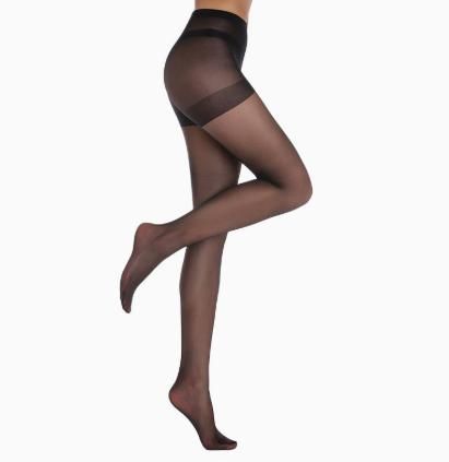 Size L 3 Pcs Black Women's 20 Denier Sheer Tights 3 Pack - Snag Resistant Nylon Elastane Pantyhose with Stretch Fit, Single Seam Design