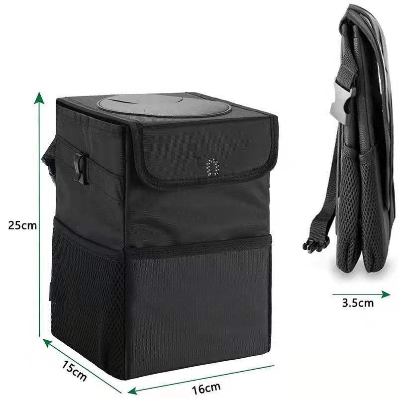 Collapsible Car Rubbish Bin - Oxford Cloth with Vinyl Lining, Compact 15 x 16 x 25 cm Car Storage Organiser for Road Trips and Everyday Vehicle Use
