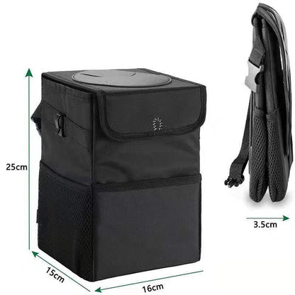 Collapsible Car Rubbish Bin - Oxford Cloth with Vinyl Lining, Compact 15 x 16 x 25 cm Car Storage Organiser for Road Trips and Everyday Vehicle Use