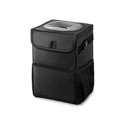 Collapsible Car Rubbish Bin - Oxford Cloth with Vinyl Lining, Compact 15 x 16 x 25 cm Car Storage Organiser for Road Trips and Everyday Vehicle Use