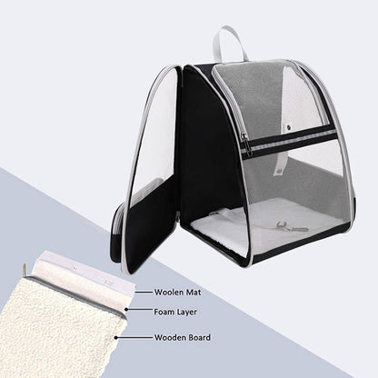 Black Breathable Pet Carrier Backpack - 35 x 29 x 41 cm Oxford Fabric Travel Bag with Mesh Ventilation, Structured Support and Plush Mat for Cats and Small Dogs