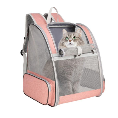 Pink Breathable Pet Carrier Backpack - 35 x 29 x 41 cm Oxford Fabric Travel Bag with Mesh Ventilation, Structured Support and Plush Mat for Cats and Small Dogs