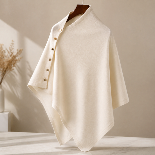 White Women's Winter Shawl Wrap - 140 x 56 cm Polyester Two Way Knitted Cape Scarf, Warm Lightweight Layer for Everyday Outfits, Work and Travel