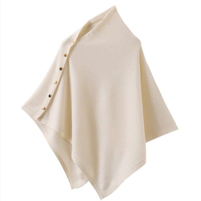 White Women's Winter Shawl Wrap - 140 x 56 cm Polyester Two Way Knitted Cape Scarf, Warm Lightweight Layer for Everyday Outfits, Work and Travel