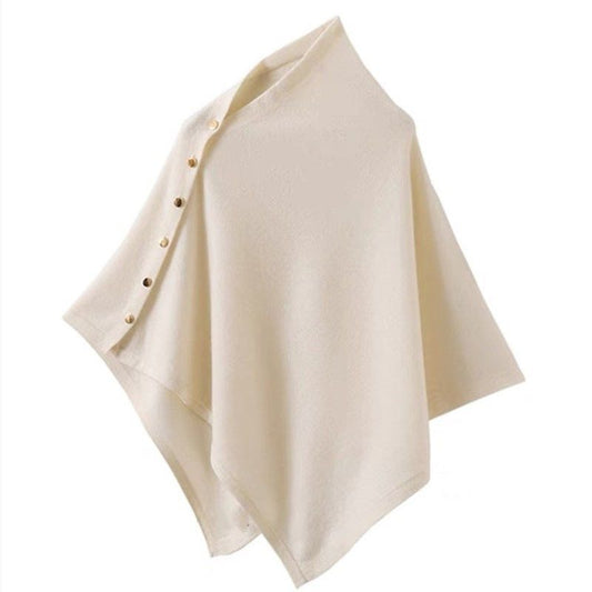 White Women's Winter Shawl Wrap - 140 x 56 cm Polyester Two Way Knitted Cape Scarf, Warm Lightweight Layer for Everyday Outfits, Work and Travel