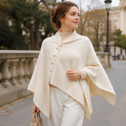 White Women's Winter Shawl Wrap - 140 x 56 cm Polyester Two Way Knitted Cape Scarf, Warm Lightweight Layer for Everyday Outfits, Work and Travel