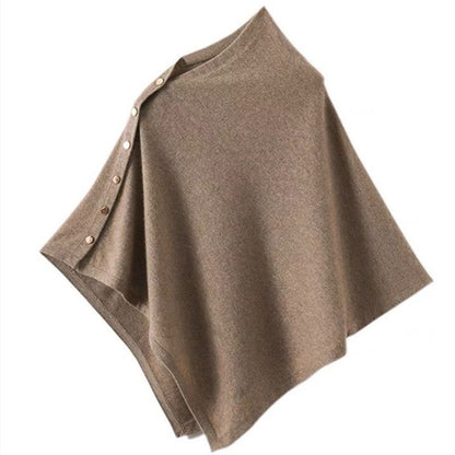 Brown Women's Winter Shawl Wrap - 140 x 56 cm Polyester Two Way Knitted Cape Scarf, Warm Lightweight Layer for Everyday Outfits, Work and Travel