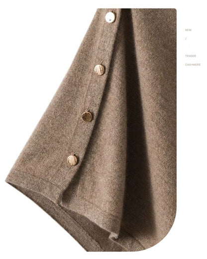 Brown Women's Winter Shawl Wrap - 140 x 56 cm Polyester Two Way Knitted Cape Scarf, Warm Lightweight Layer for Everyday Outfits, Work and Travel