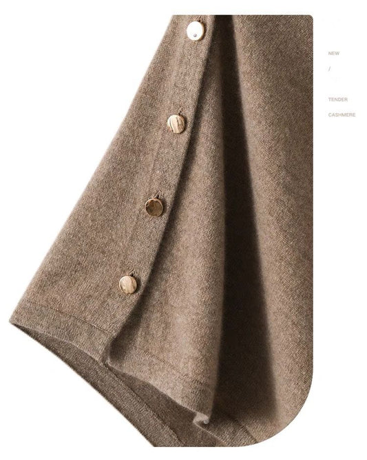 Brown Women's Winter Shawl Wrap - 140 x 56 cm Polyester Two Way Knitted Cape Scarf, Warm Lightweight Layer for Everyday Outfits, Work and Travel