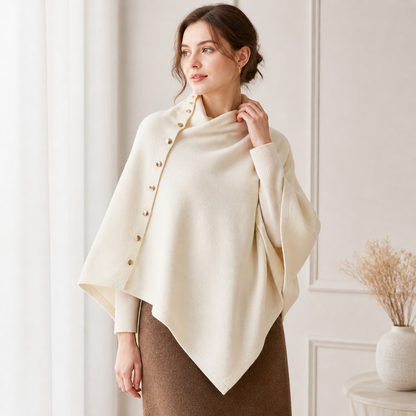 Brown Women's Winter Shawl Wrap - 140 x 56 cm Polyester Two Way Knitted Cape Scarf, Warm Lightweight Layer for Everyday Outfits, Work and Travel