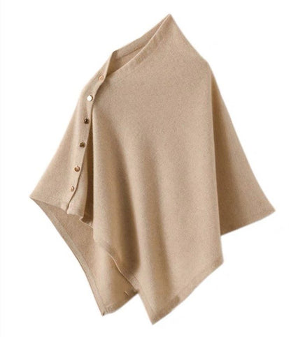 Khaki Women's Winter Shawl Wrap - 140 x 56 cm Polyester Two Way Knitted Cape Scarf, Warm Lightweight Layer for Everyday Outfits, Work and Travel