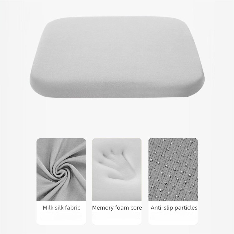Grey Memory Foam Seat Cushion - 45 x 45 x 4.5 cm Polyester Cover, Removable Washable Cover, Portable Office Chair, Student, Dining Chair and Car Seat Pad