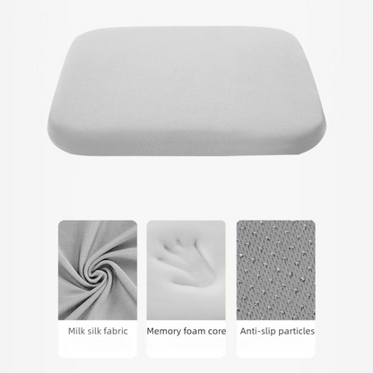 Grey Memory Foam Seat Cushion - 45 x 45 x 4.5 cm Polyester Cover, Removable Washable Cover, Portable Office Chair, Student, Dining Chair and Car Seat Pad