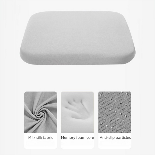 Grey Memory Foam Seat Cushion - 45 x 45 x 4.5 cm Polyester Cover, Removable Washable Cover, Portable Office Chair, Student, Dining Chair and Car Seat Pad