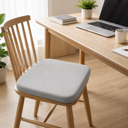 Grey Memory Foam Seat Cushion - 45 x 45 x 4.5 cm Polyester Cover, Removable Washable Cover, Portable Office Chair, Student, Dining Chair and Car Seat Pad
